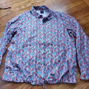 Aigle  By Liberty  Cotton Buttons Up Vibrant P Shirt Drawstring SZ 12  NEW